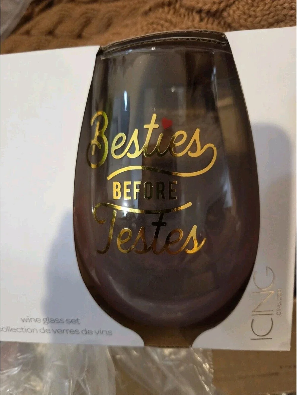 Besties before testes Wine glass